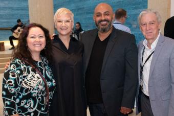 Roxanne Schroeder-Arce, Robert Ramirez, Dean Doug Dempster at the Blanton Museum for a reception