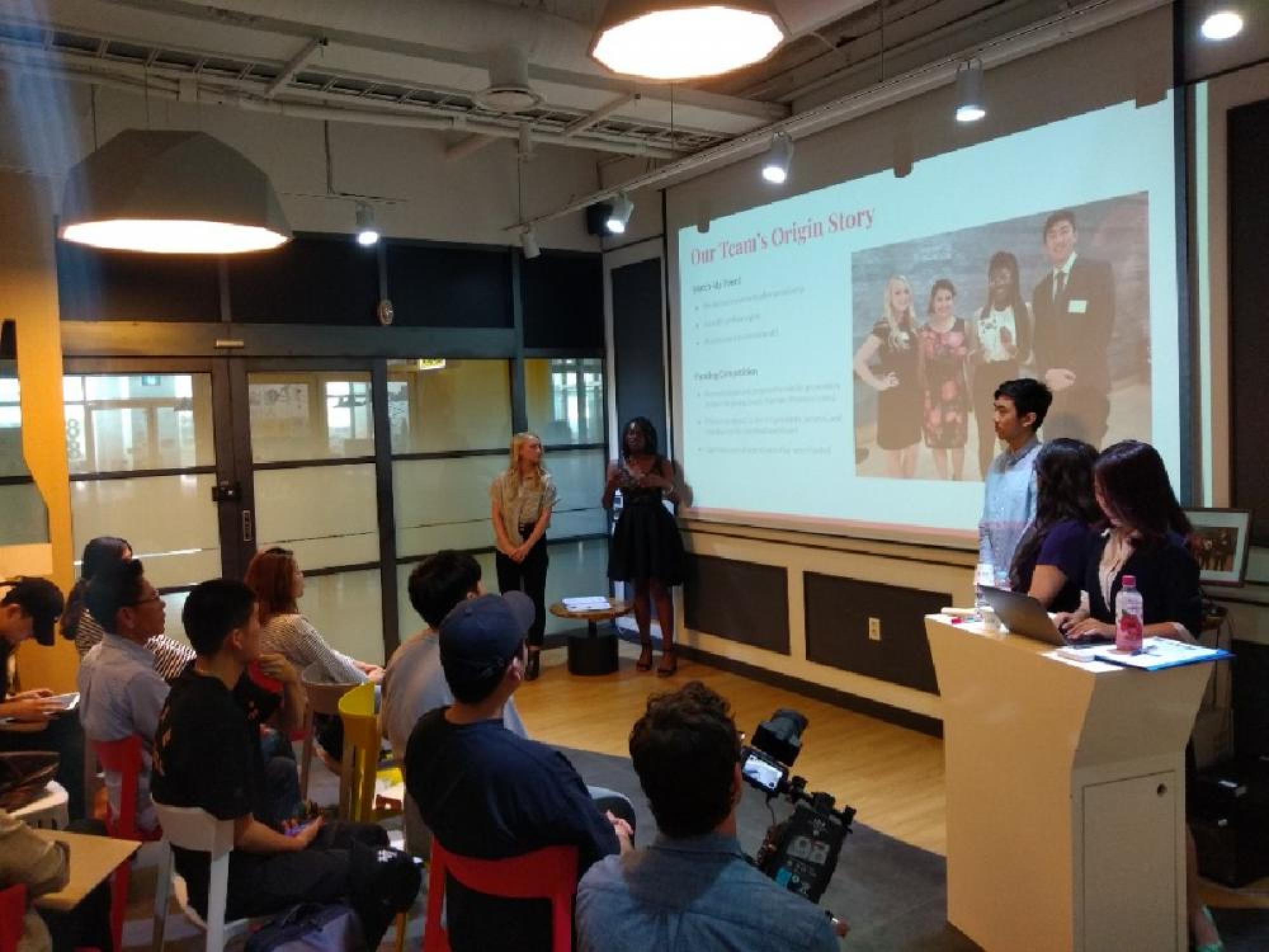 The President’s Award for Global Learning team members present the research they did in the spring semester at UT to their student counterparts at Chung-Ang University.