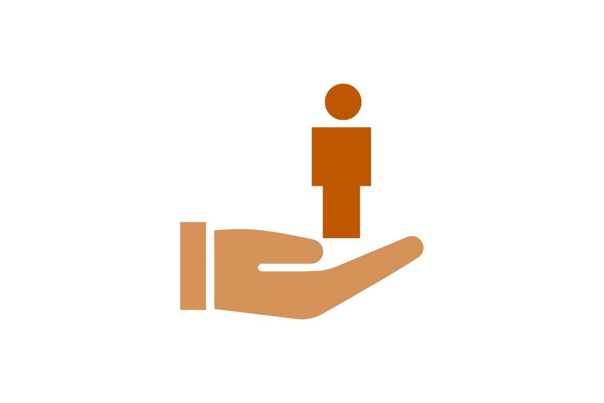 Graphic of human on a hand