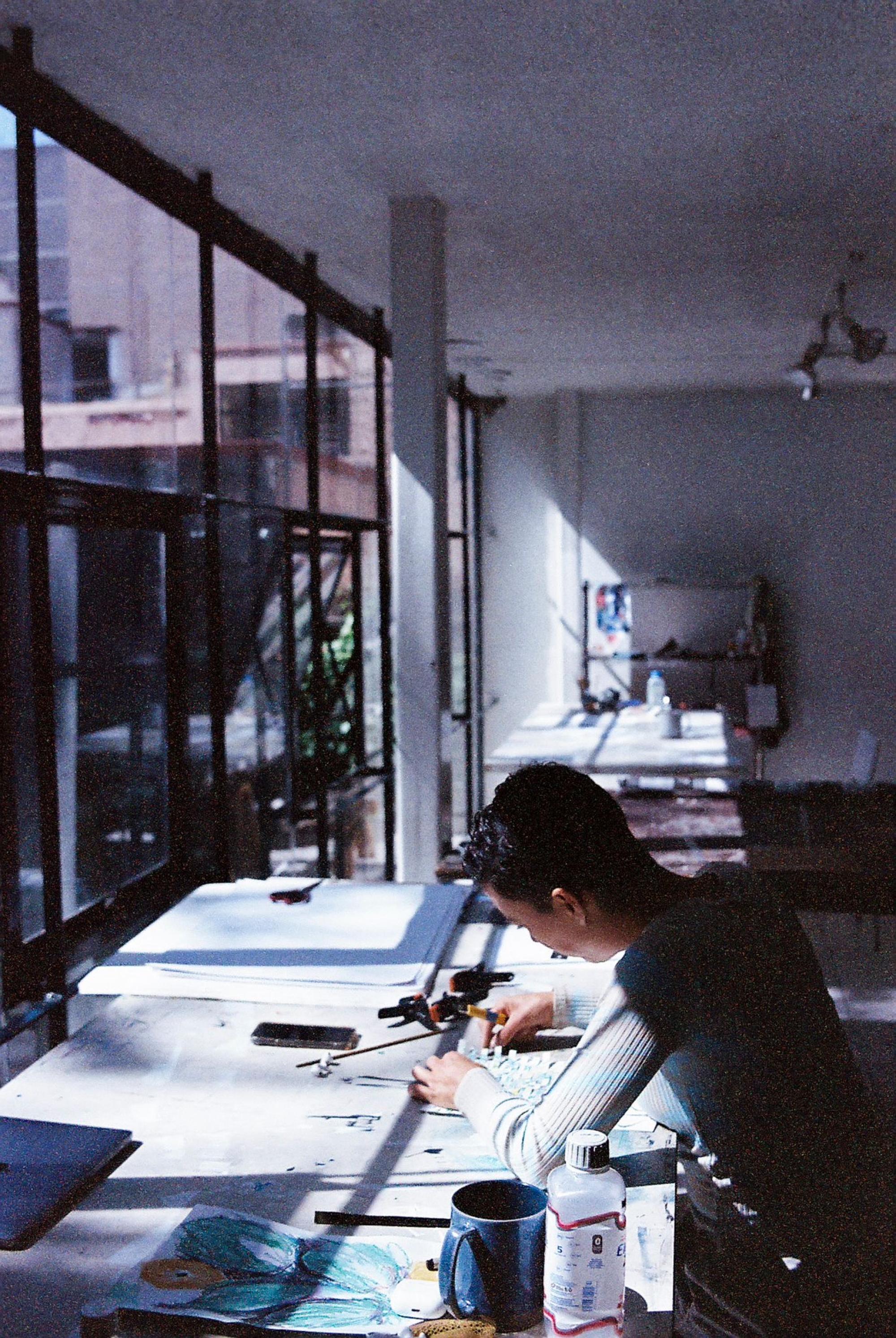 Studio Art Assistant Professor Paloma Barhaugh-Bordas works in her studio