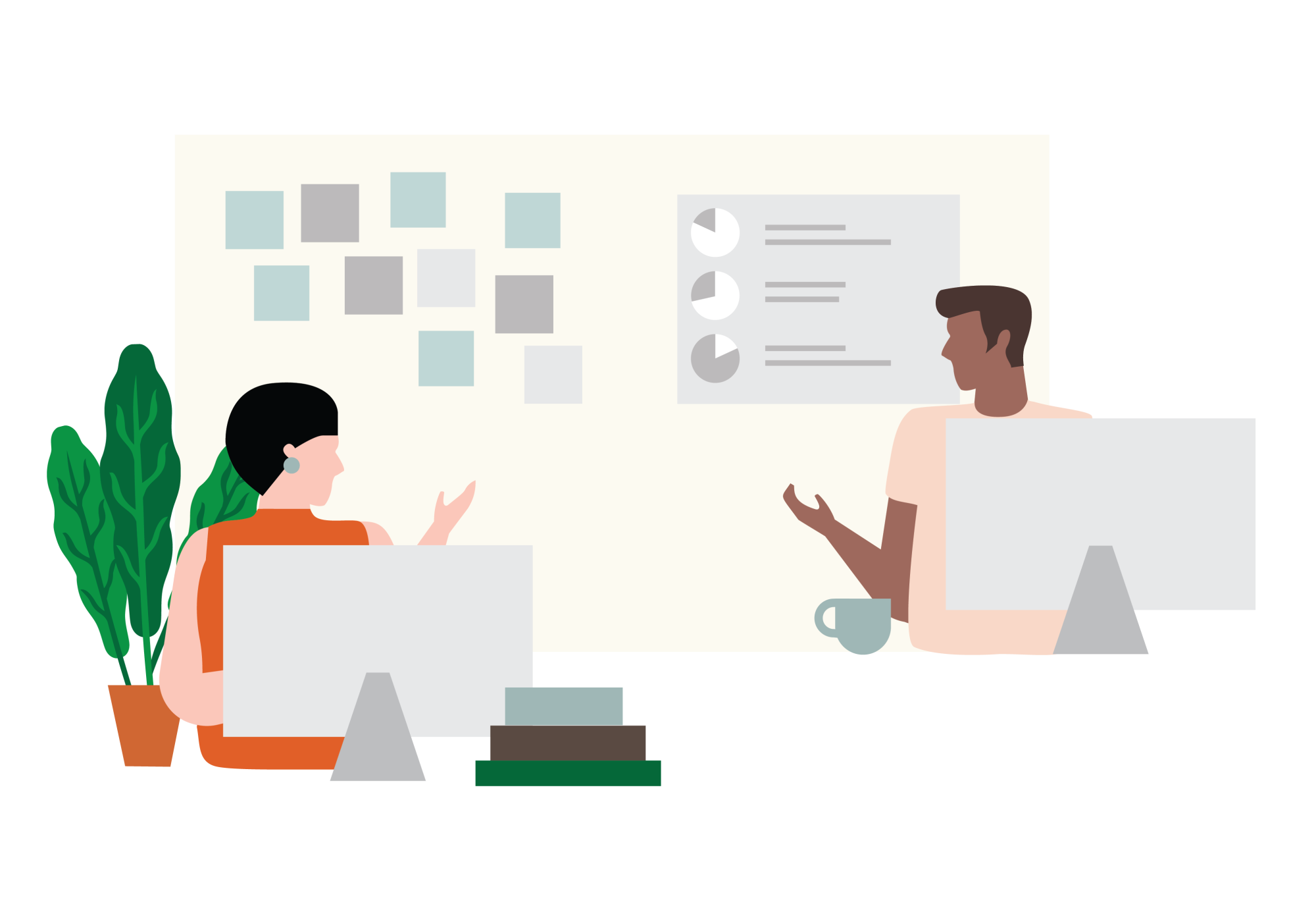 Illustration showing a dialog and ideation concept