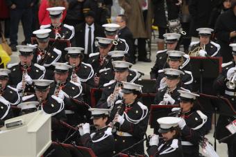 Members of the US Marine Corps Band perform during the 2017 presidential inauguration