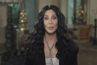 Screenshot of Cher giving a video message to Class of 2021 graduates in the UT College of Fine Arts