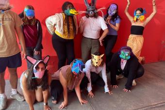 Students with masks in Mexico