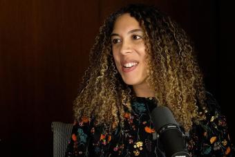 Niki Luibrand talking into a mic