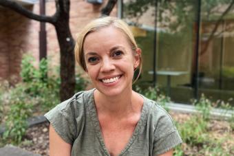 headshot of woman outside
