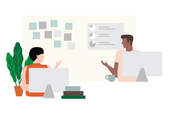 Illustration showing a dialog and ideation concept