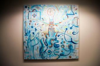 work hung up on a wall
