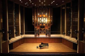 Empty stage with a piano