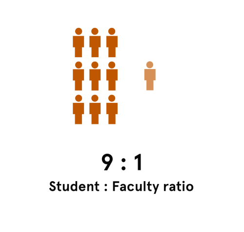 Graphic of 9 : 1 Student : Faculty ratio