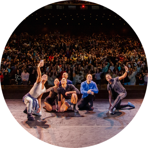 Members of Dance Theatre of Harlem gave a special daytime demonstration performance for more than 1,500 students in Bass Concert Hall — and took a moment to pose for a quick selfie.