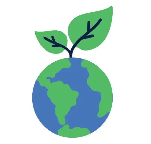 Illustration of a planet with a plant sprouting from the top