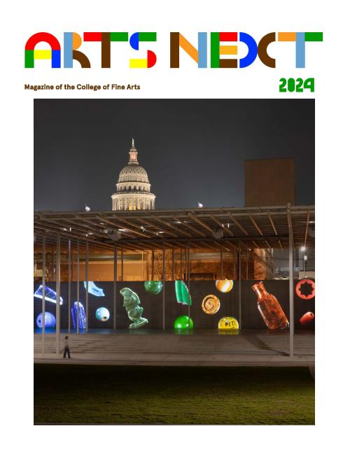 ArtsNext Magazine 2024 Cover image: New public art installation by Professors Teresa Hubbard and Alexander Birchler brings pieces of Austin history to life in Waterloo Park