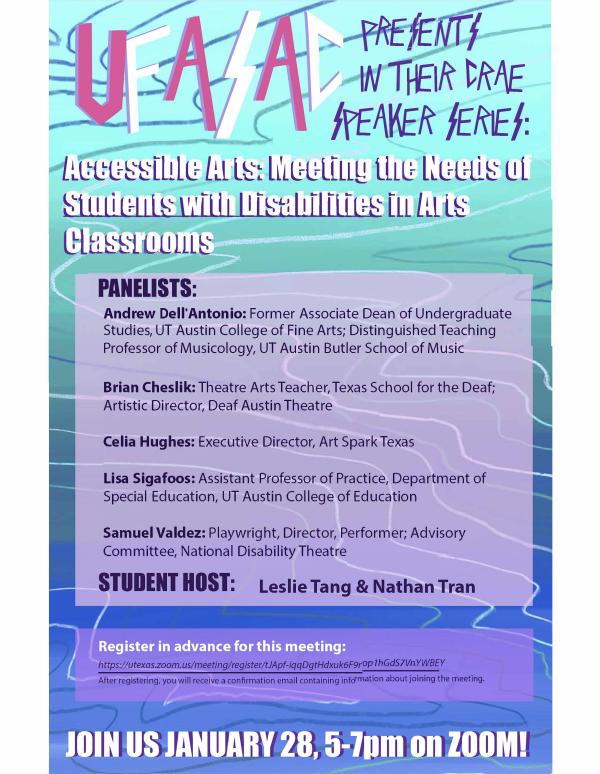 Flyer for the UFASAC Accessible Arts Panel Discussion