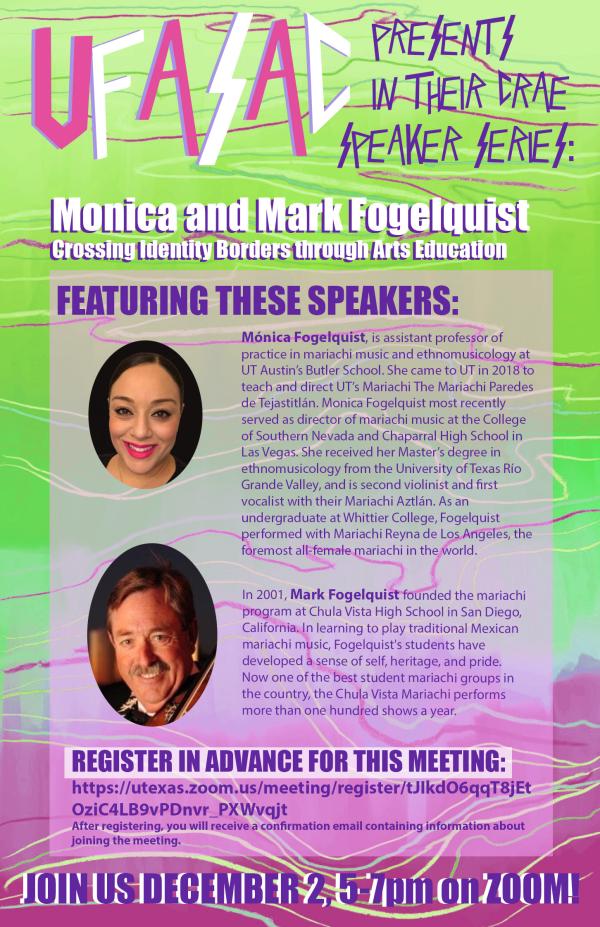 Flyer for Monica & Mark Fogelquist Lecture