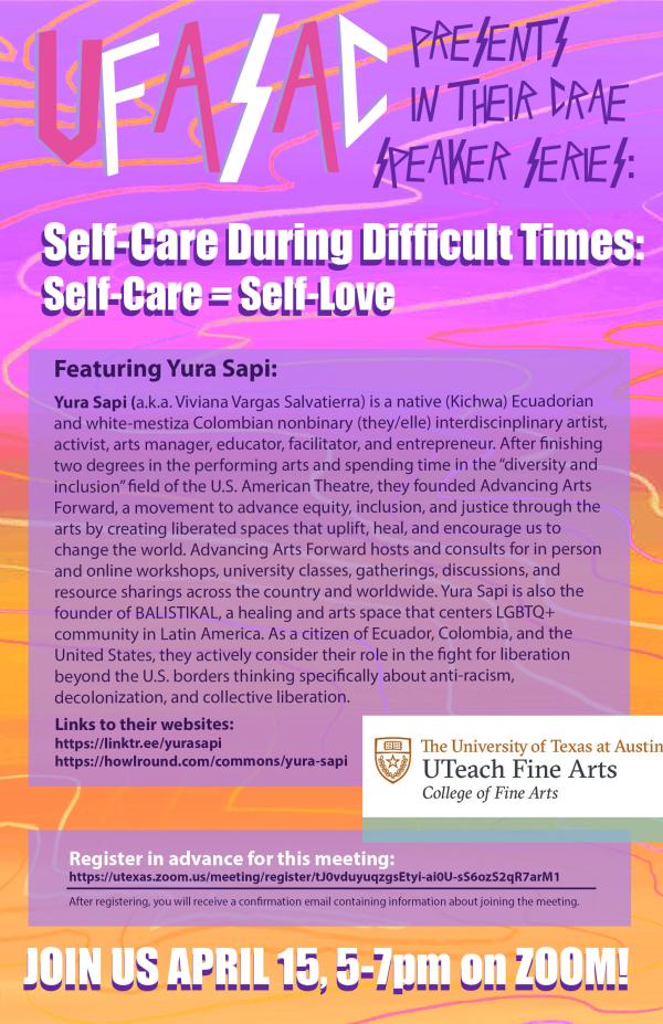 Flyer for the UFASAC Self-Care Workshop