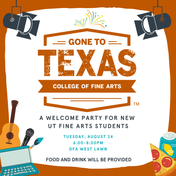 Gone to Fine Arts graphic for new student welcome event