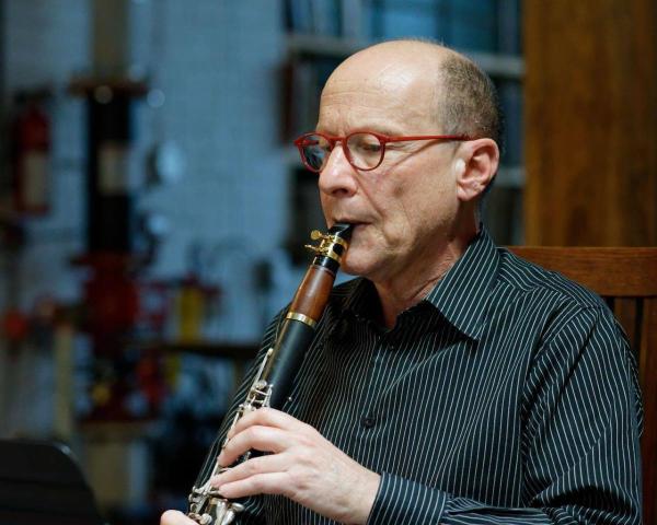 James Campbell playing his clarinet.