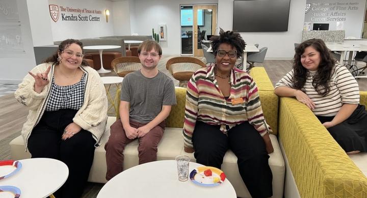 Graduate students and Associate Dean Raquel Monroe at the October Monthly Morning Mingle event