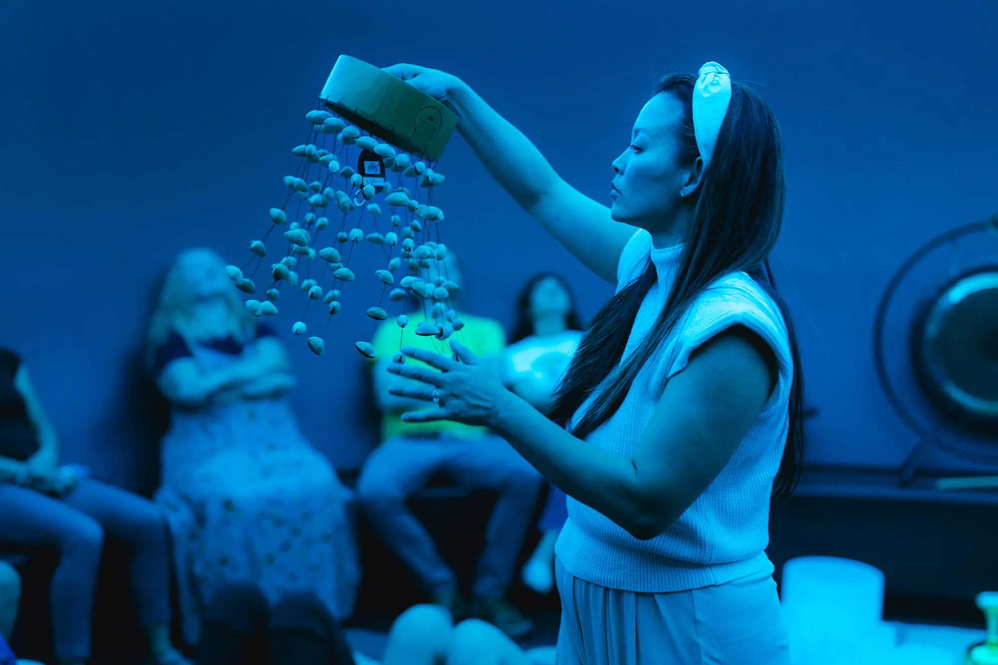 A Wellness Wednesday session with Sonic Starchild (Jen Vu) inside James Turrell’s Skyspace, The Color Inside, 2013