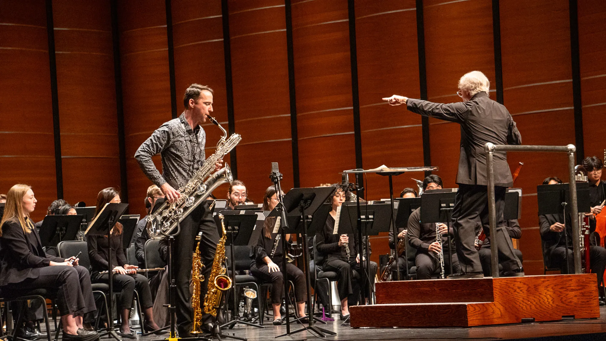 Associate Professor of Saxophone Stephen Page performs Triathalon with three different saxophones