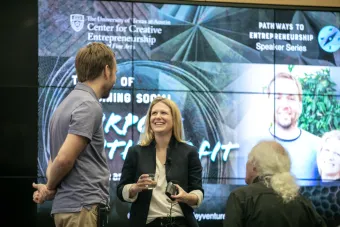 Dan and Lisa Graham onstage at the Pathways to Entrepreneurship event
