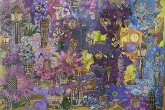 Modern meets Baroque in Lance Letscher B.F.A., Studio Art, 1985; M.F.A., 1989 collages at Stephen L. Clark Gallery