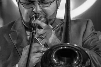 Altin Sencalar playing the trombone