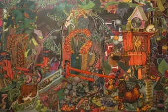 Modern meets Baroque in Lance Letscher B.F.A., Studio Art, 1985; M.F.A., 1989 collages at Stephen L. Clark Gallery