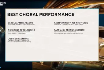 A slide with Miro&#039;s Grammy nomination