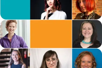 Headshots of Jiabao Li, Leah Cox, Rosemary Candelario, Kate Freer, Roxanne Schroeder-Arce, Cathyrn Ploehn and Lara Dossett