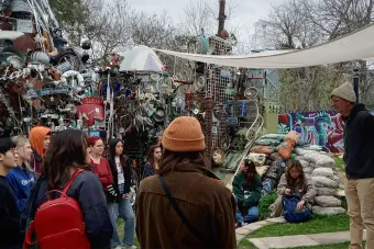 Students visit the Cathedral of Junk as part of their Within Walking Distance class