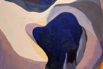 An abstract painting with swirling colors and an interplay of textures