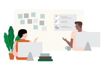 Illustration showing a dialog and ideation concept