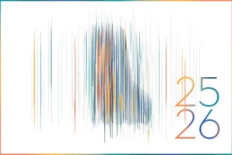 Abstract illustration of a piano with the text 25-26 for the Butler School of Music season