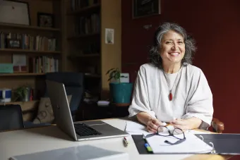 Theatre Professor KJ Sanchez in her offfice