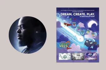 Portrait of Andrew Augustin and image of Dream. Create. Play. 2D Animation for Games