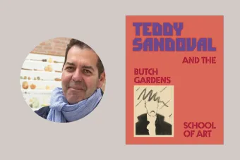 Portrait of C. Ondine Chavoya and image of Teddy Sandoval and the Butch Gardens School of Art