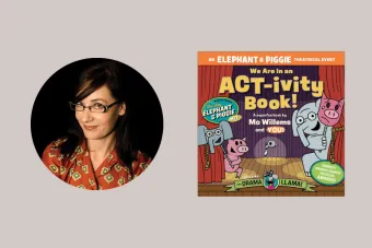 Portrait of Megan Alrutz and image of We Are in an ACT-ivity Book!: An ELEPHANT & PIGGIE Theatrical Event