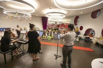Opera musicians lead a program for young children