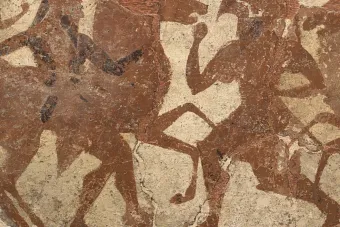 Detail of the Princeton sarcophagus showing Persian horse handlers