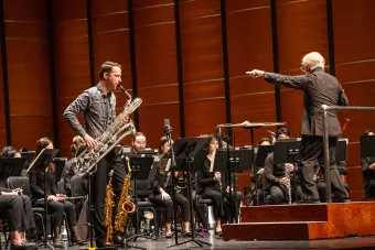 Associate Professor of Saxophone Stephen Page performs Triathalon with three different saxophones