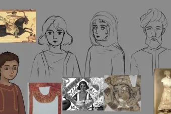 working sketches of a drawing from The White Banner