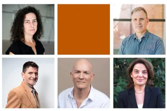 Collage of 5 new faculty members named to endowed chairs in the College of Fine Arts