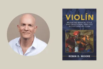 R. Moore and book cover