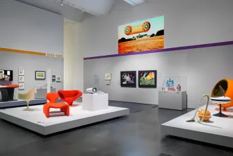 Installation photo of "Home of the Future, 1925–1985: Designing Domestic Utopias" exhibition at the Los Angeles County Museum of Art,