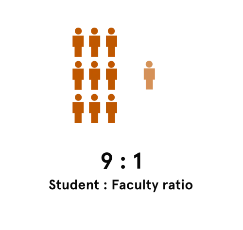 Graphic of 9 : 1 Student : Faculty ratio