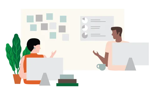 Illustration showing a dialog and ideation concept
