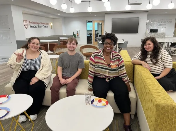 Graduate students and Associate Dean Raquel Monroe at the October Monthly Morning Mingle event