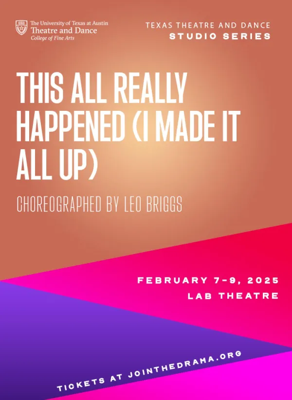 An orange, pink and purple graphic for THIS ALL REALLY HAPPENED (I MADE IT ALL UP) by Leo Briggs